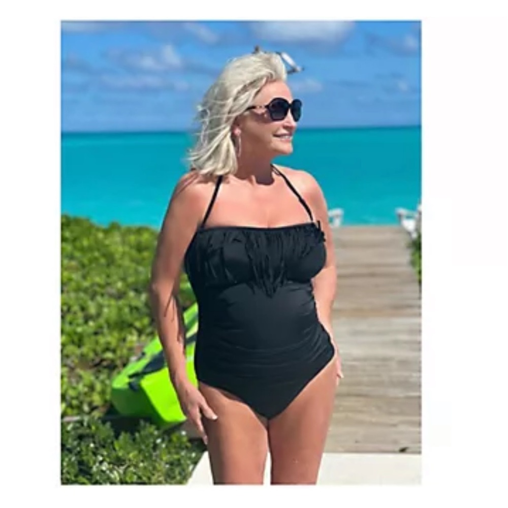 Kim Gravel X Swimsuits For All One Piece w Removable Strap 16 Onyx Fringe